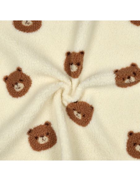 Tissu fourrure Teddy Ours - Blanc cassé