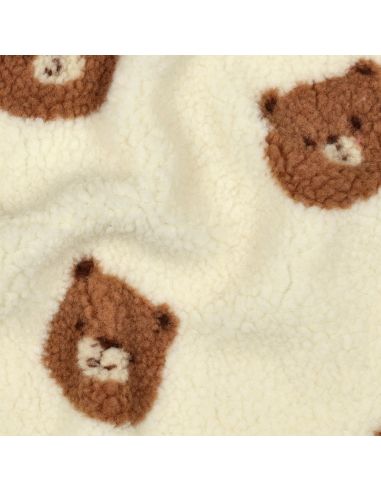 Tissu fourrure Teddy Ours - Blanc cassé