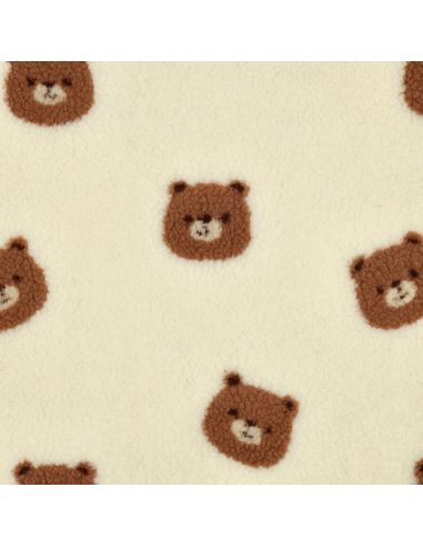 Tissu fourrure Teddy Ours - Blanc cassé