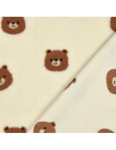 Tissu fourrure Teddy Ours - Blanc cassé