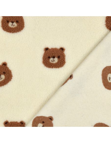 Tissu fourrure Teddy Ours - Blanc cassé