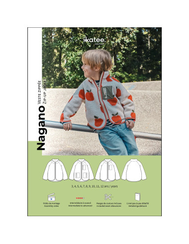 Patron de veste zippée enfant Nagano - Ikatee