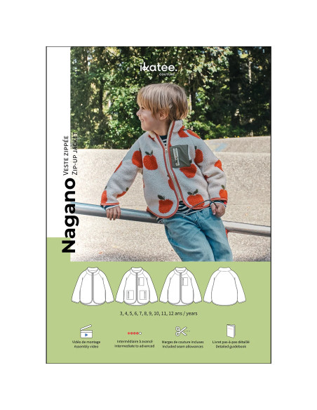 Patron de veste zippée enfant Nagano - Ikatee