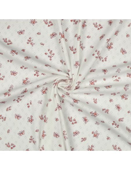 Tissu jersey maille pointelle imprimé - Papillons