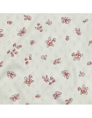 Tissu jersey maille pointelle imprimé - Papillons