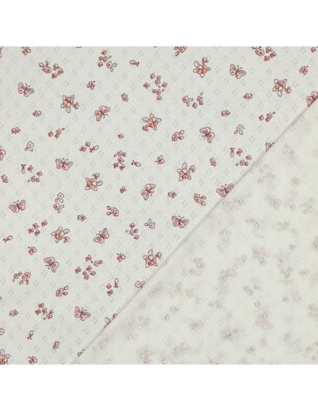 Tissu jersey maille pointelle imprimé - Papillons