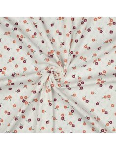 Tissu jersey maille pointelle imprimé - Fleurs