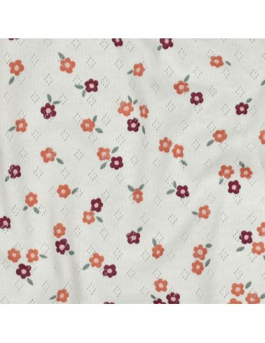 Tissu jersey maille pointelle imprimé - Fleurs