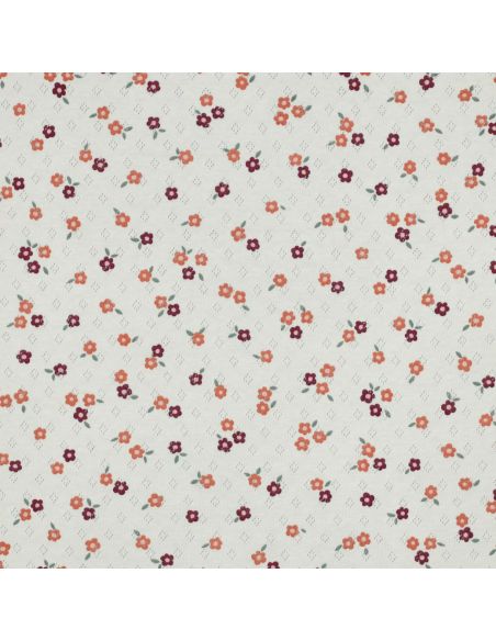 Tissu jersey maille pointelle imprimé - Fleurs