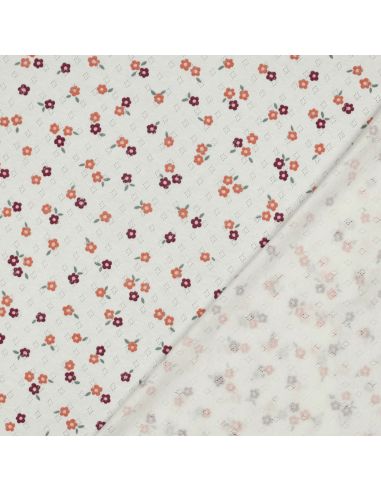 Tissu jersey maille pointelle imprimé - Fleurs