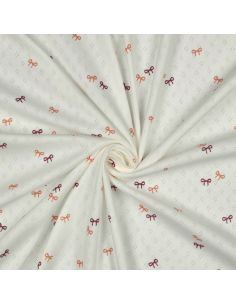 Tissu jersey maille pointelle imprimé - Noeuds