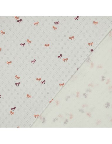 Tissu jersey maille pointelle imprimé - Noeuds