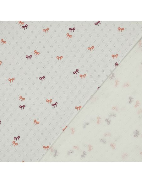 Tissu jersey maille pointelle imprimé - Noeuds