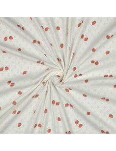 Tissu jersey maille pointelle imprimé - Fraises