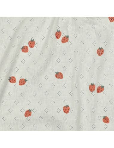 Tissu jersey maille pointelle imprimé - Fraises