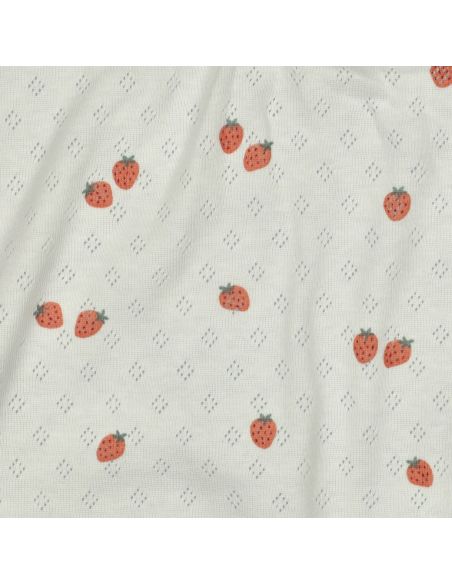 Tissu jersey maille pointelle imprimé - Fraises