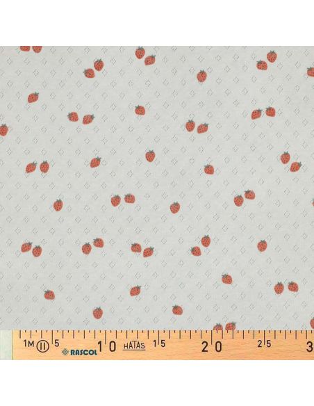 Tissu jersey maille pointelle imprimé - Fraises