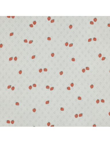 Tissu jersey maille pointelle imprimé - Fraises