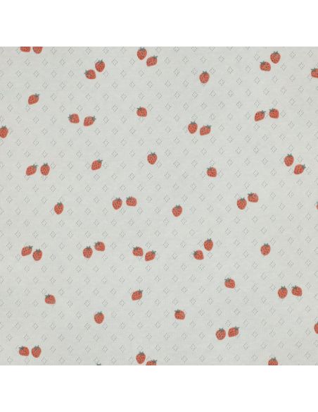 Tissu jersey maille pointelle imprimé - Fraises