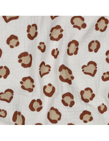 Tissu double gaze imprimé - Animal écru