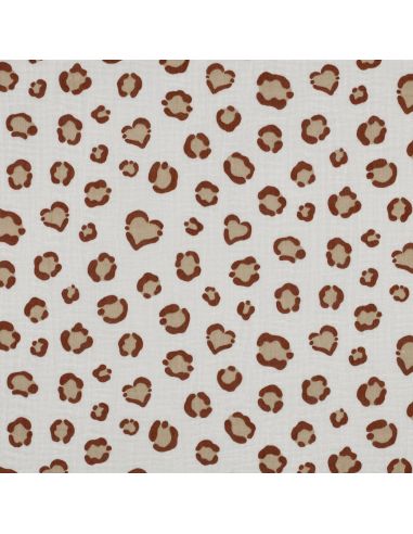 Tissu double gaze imprimé - Animal écru