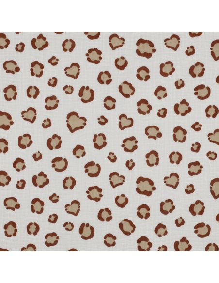 Tissu double gaze imprimé - Animal écru