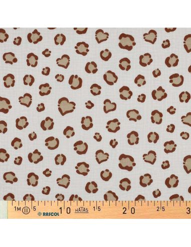 Tissu double gaze imprimé - Animal écru