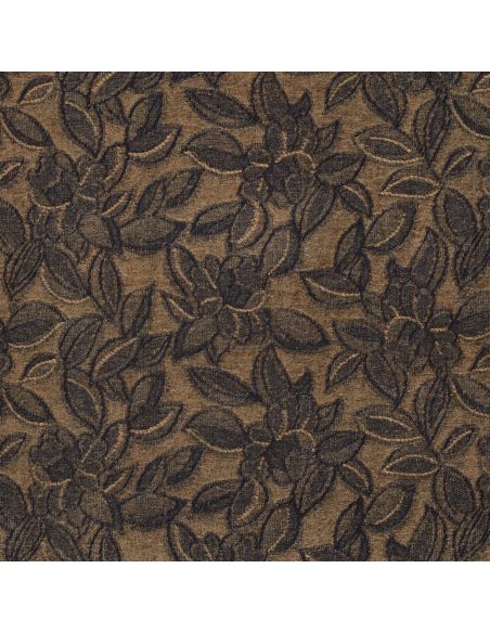 Tissu denim velours jacquard feuilles - Brun