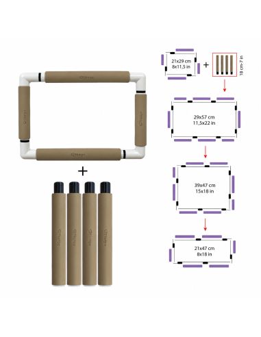 Pack de 4 tiges d'extension 18 cm pour cadre à clip - Beige