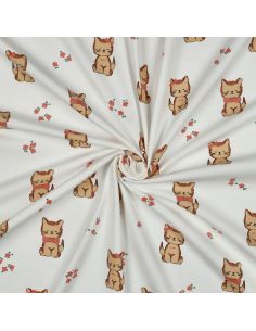 Tissu jersey glitter - Chat écru