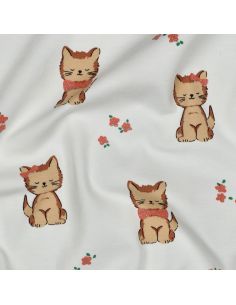 Tissu jersey glitter - Chat écru 2