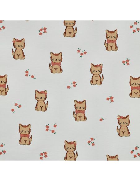 Tissu jersey glitter - Chat écru