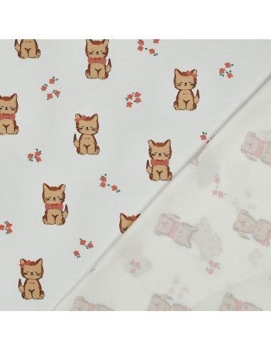 Tissu jersey glitter - Chat écru