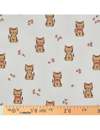 Tissu jersey glitter - Chat écru