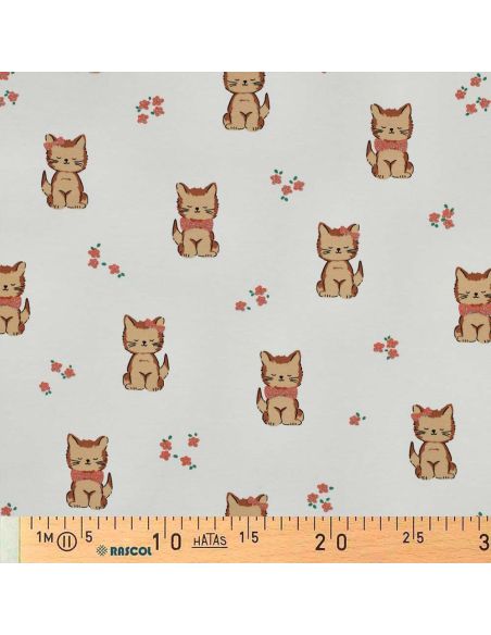 Tissu jersey glitter - Chat écru