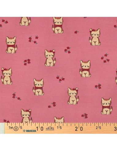 Tissu jersey glitter - Chat rose