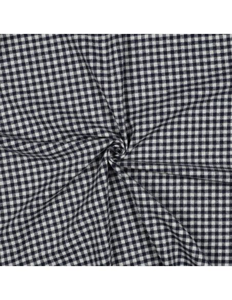Tissu flanelle vichy - Bleu marine et gris