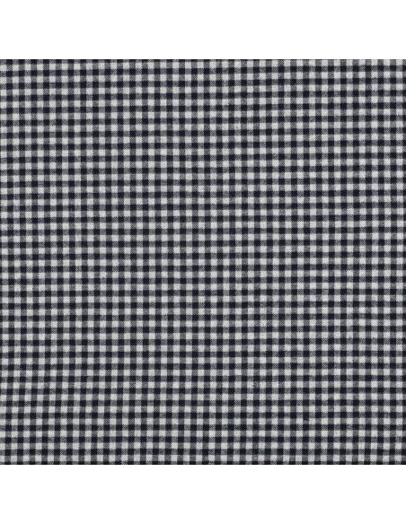 Tissu flanelle vichy - Bleu marine et gris