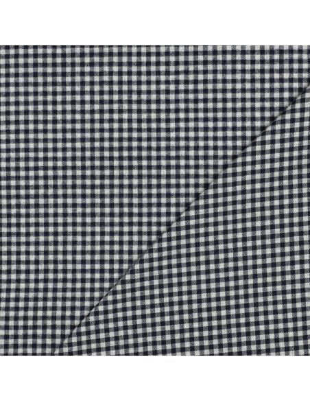 Tissu flanelle vichy - Bleu marine et gris