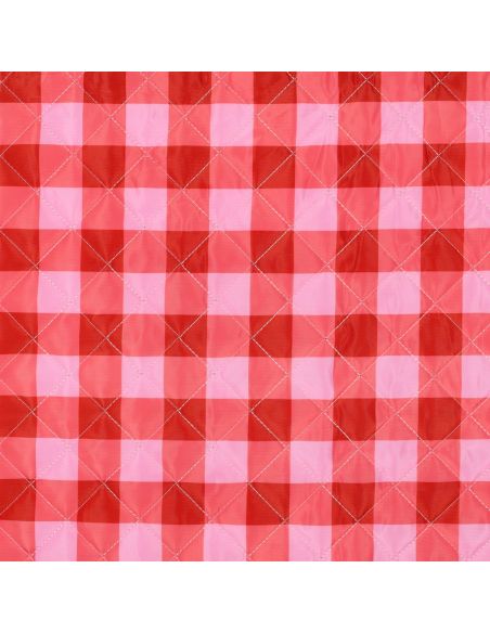 Tissu matelassé double face Ophélie - Carreaux orange et parme