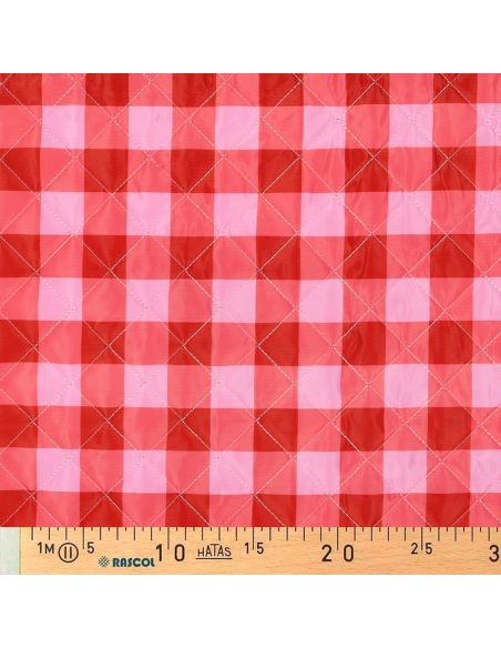 Tissu matelassé double face Ophélie - Carreaux orange et parme