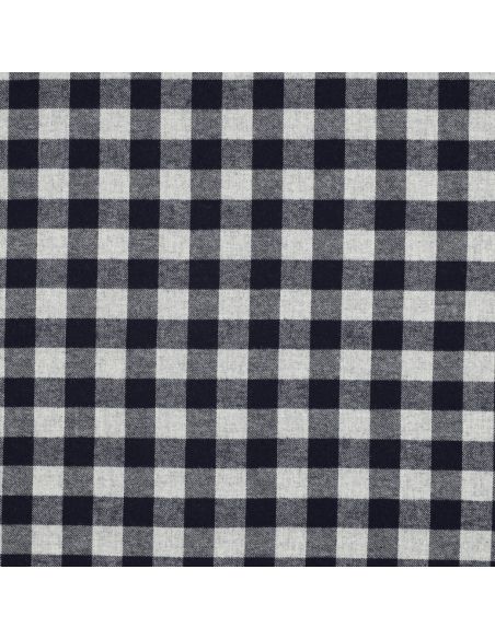 Tissu flanelle vichy - Grands carreaux bleu marine et gris