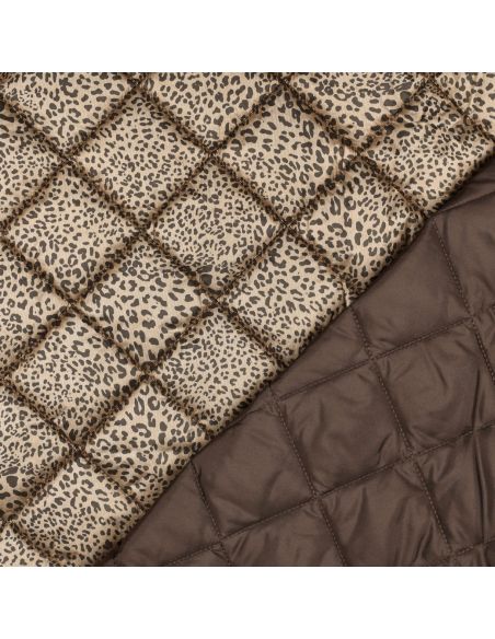 Tissu matelassé double face Morgane - Léopard bronze