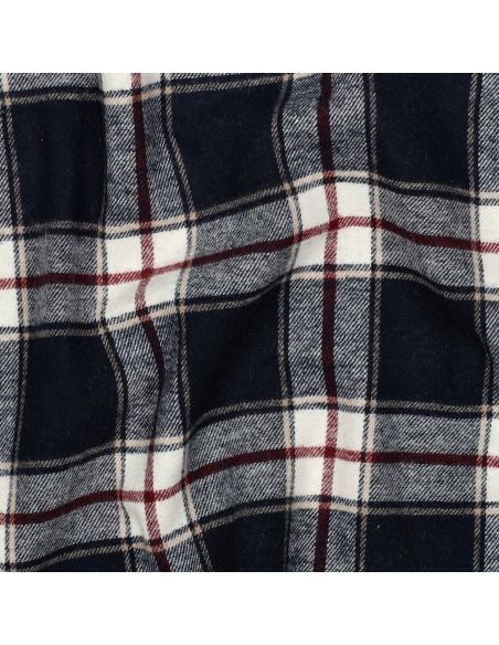 Tissu flanelle tartan écossais - Bleu marine et bordeaux