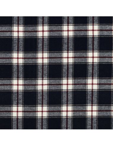 Tissu flanelle tartan écossais - Bleu marine et bordeaux
