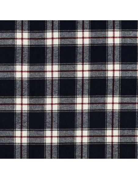 Tissu flanelle tartan écossais - Bleu marine et bordeaux
