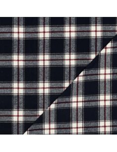 Tissu flanelle tartan écossais - Bleu marine et bordeaux