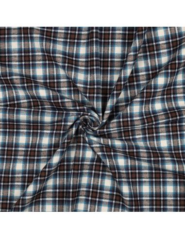 Tissu flanelle tartan écossais - Beige et marron