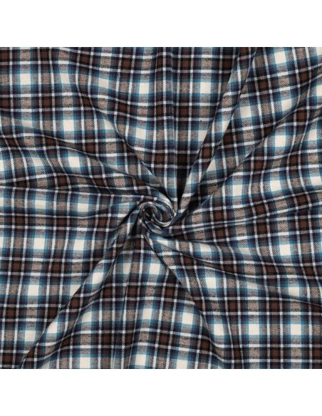 Tissu flanelle tartan écossais - Beige et marron