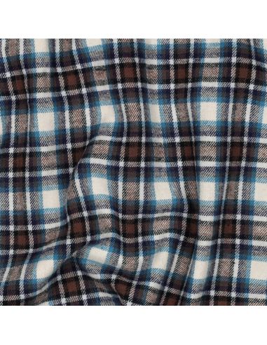 Tissu flanelle tartan écossais - Beige et marron